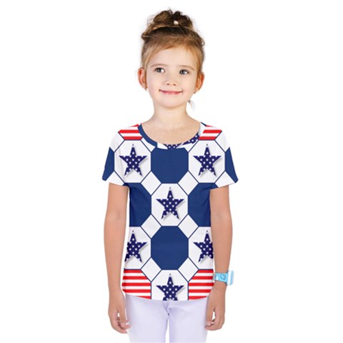 Patriotic Symbolic Red White Blue Kids  One Piece Tee by Nexatart