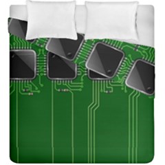 Green Circuit Board Pattern Duvet Cover Double Side (king Size) by Nexatart