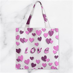 Love Valentine S Day 3d Fabric Zipper Grocery Tote Bag by Nexatart