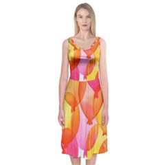 Rainbow Balloon Midi Sleeveless Dress by Brittlevirginclothing