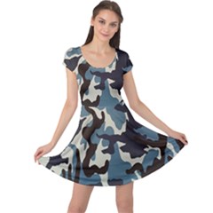 Blue Water Camouflage Cap Sleeve Dresses by Nexatart