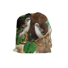 Backdrop Colorful Bird Decoration Drawstring Pouches (large)  by Nexatart