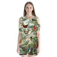 Beautiful Bird Shoulder Cutout Velvet  One Piece by Nexatart