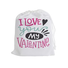 I Love You My Valentine (white) Our Two Hearts Pattern (white) Drawstring Pouches (extra Large) by FashionFling