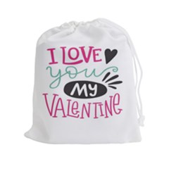 I Love You My Valentine (white) Our Two Hearts Pattern (white) Drawstring Pouches (xxl) by FashionFling