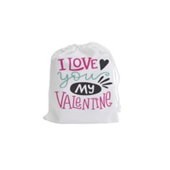 I Love You My Valentine (white) Our Two Hearts Pattern (white) Drawstring Pouches (small)  by FashionFling