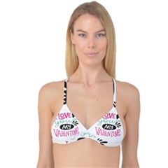 I Love You My Valentine (white) Our Two Hearts Pattern (white) Reversible Tri Bikini Top by FashionFling