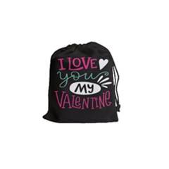  I Love You My Valentine / Our Two Hearts Pattern (black) Drawstring Pouches (small)  by FashionFling