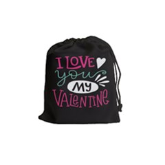  I Love You My Valentine / Our Two Hearts Pattern (black) Drawstring Pouches (medium)  by FashionFling