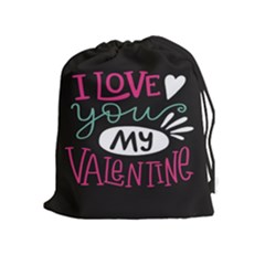  I Love You My Valentine / Our Two Hearts Pattern (black) Drawstring Pouches (extra Large) by FashionFling