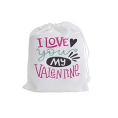 I Love You My Valentine / Our Two Hearts Pattern (white) Drawstring Pouches (large)  by FashionFling