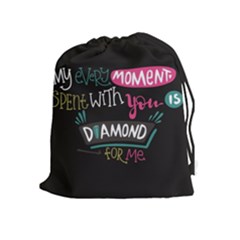 My Every Moment Spent With You Is Diamond To Me / Diamonds Hearts Lips Pattern (black) Drawstring Pouches (extra Large) by FashionFling