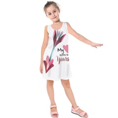 My Heart Points To Yours / Pink And Blue Cupid s Arrows (white) Kids  Sleeveless Dress by FashionFling