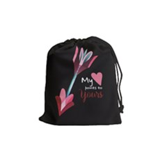 My Heart Points To Yours / Pink And Blue Cupid s Arrows (black) Drawstring Pouches (medium)  by FashionFling