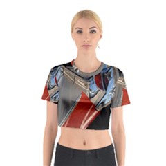 Classic Car Design Vintage Restored Cotton Crop Top by Nexatart