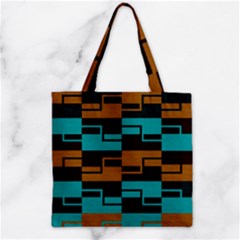 Fabric Textile Texture Gold Aqua Zipper Grocery Tote Bag by Nexatart