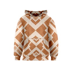 Fabric Textile Tan Beige Geometric Kids  Pullover Hoodie by Nexatart