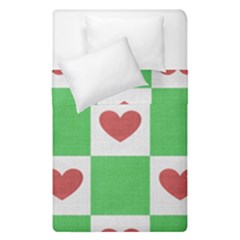 Fabric Texture Hearts Checkerboard Duvet Cover Double Side (single Size) by Nexatart