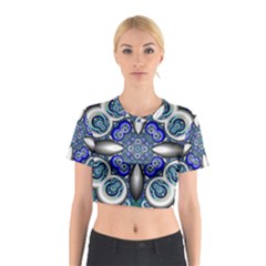 Fractal Cathedral Pattern Mosaic Cotton Crop Top by Nexatart