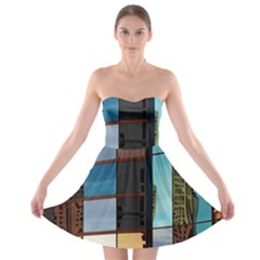 Glass Facade Colorful Architecture Strapless Bra Top Dress by Nexatart