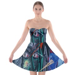 Graffiti Art Urban Design Paint Strapless Bra Top Dress by Nexatart