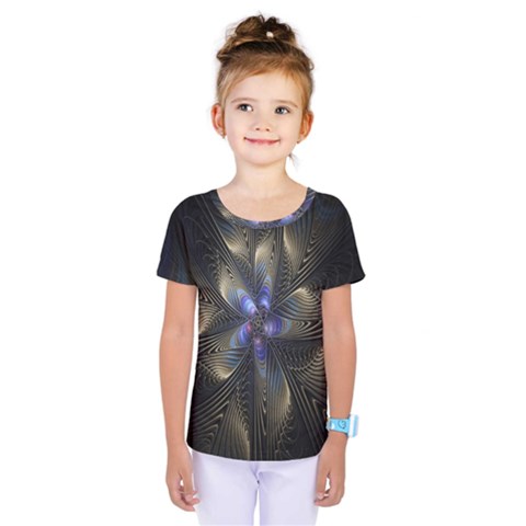 Fractal Blue Abstract Fractal Art Kids  One Piece Tee by Nexatart