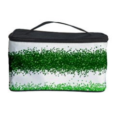 Metallic Green Glitter Stripes Cosmetic Storage Case by Nexatart