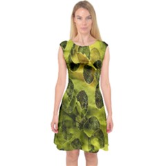 Olive Seamless Camouflage Pattern Capsleeve Midi Dress by Nexatart