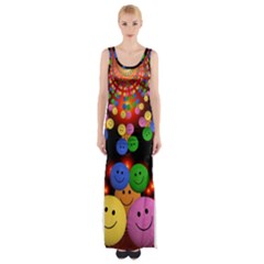 Smiley Laugh Funny Cheerful Maxi Thigh Split Dress by Nexatart