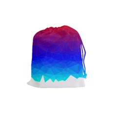 Gradient Red Blue Landfill Drawstring Pouches (medium)  by Amaryn4rt