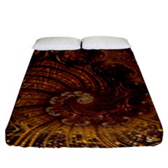 Copper Caramel Swirls Abstract Art Fitted Sheet (king Size) by Amaryn4rt