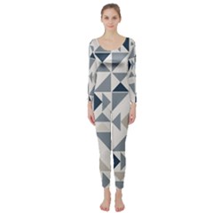 Geometric Triangle Modern Mosaic Long Sleeve Catsuit by Amaryn4rt