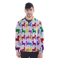 Colorful Horse Background Wallpaper Wind Breaker (men) by Amaryn4rt