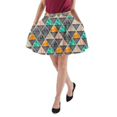 Abstract Geometric Triangle Shape A-line Pocket Skirt by Amaryn4rt