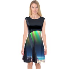 Planets In Space Stars Capsleeve Midi Dress by Amaryn4rt