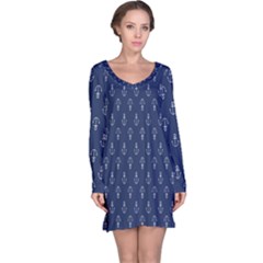 Anchor Pattern Long Sleeve Nightdress by Amaryn4rt