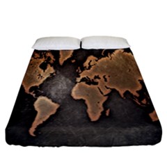 Grunge Map Of Earth Fitted Sheet (california King Size) by Amaryn4rt