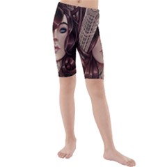 Beautiful Women Fantasy Art Kids  Mid Length Swim Shorts by Amaryn4rt