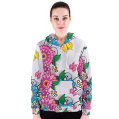 Flowers Pattern Vector Art Women s Zipper Hoodie by Amaryn4rt