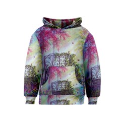 Bench In Spring Forest Kids  Pullover Hoodie by Amaryn4rt