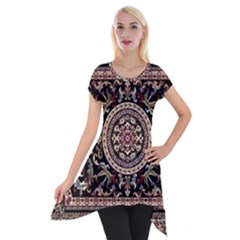 Vectorized Traditional Rug Style Of Traditional Patterns Short Sleeve Side Drop Tunic by Amaryn4rt