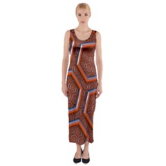 3d Abstract Patterns Hexagons Honeycomb Fitted Maxi Dress by Amaryn4rt