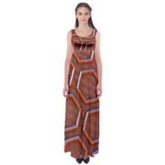 3d Abstract Patterns Hexagons Honeycomb Empire Waist Maxi Dress by Amaryn4rt