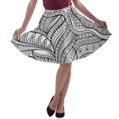 Zentangle Art Patterns A-line Skater Skirt by Amaryn4rt