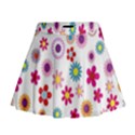 Colorful Floral Flowers Pattern Mini Flare Skirt View1