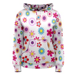 Colorful Floral Flowers Pattern Women s Pullover Hoodie by Simbadda