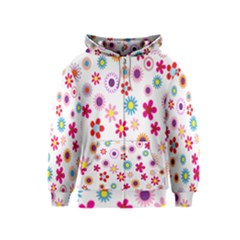 Colorful Floral Flowers Pattern Kids  Zipper Hoodie by Simbadda