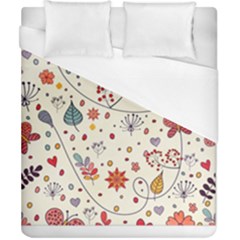 Spring Floral Pattern With Butterflies Duvet Cover (california King Size) by TastefulDesigns