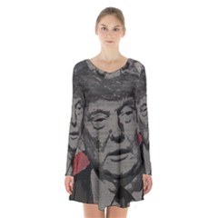 Trump Long Sleeve Velvet V-neck Dress by Valentinaart