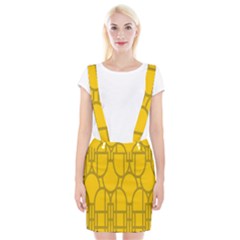 The Michigan Pattern Yellow Suspender Skirt by Simbadda